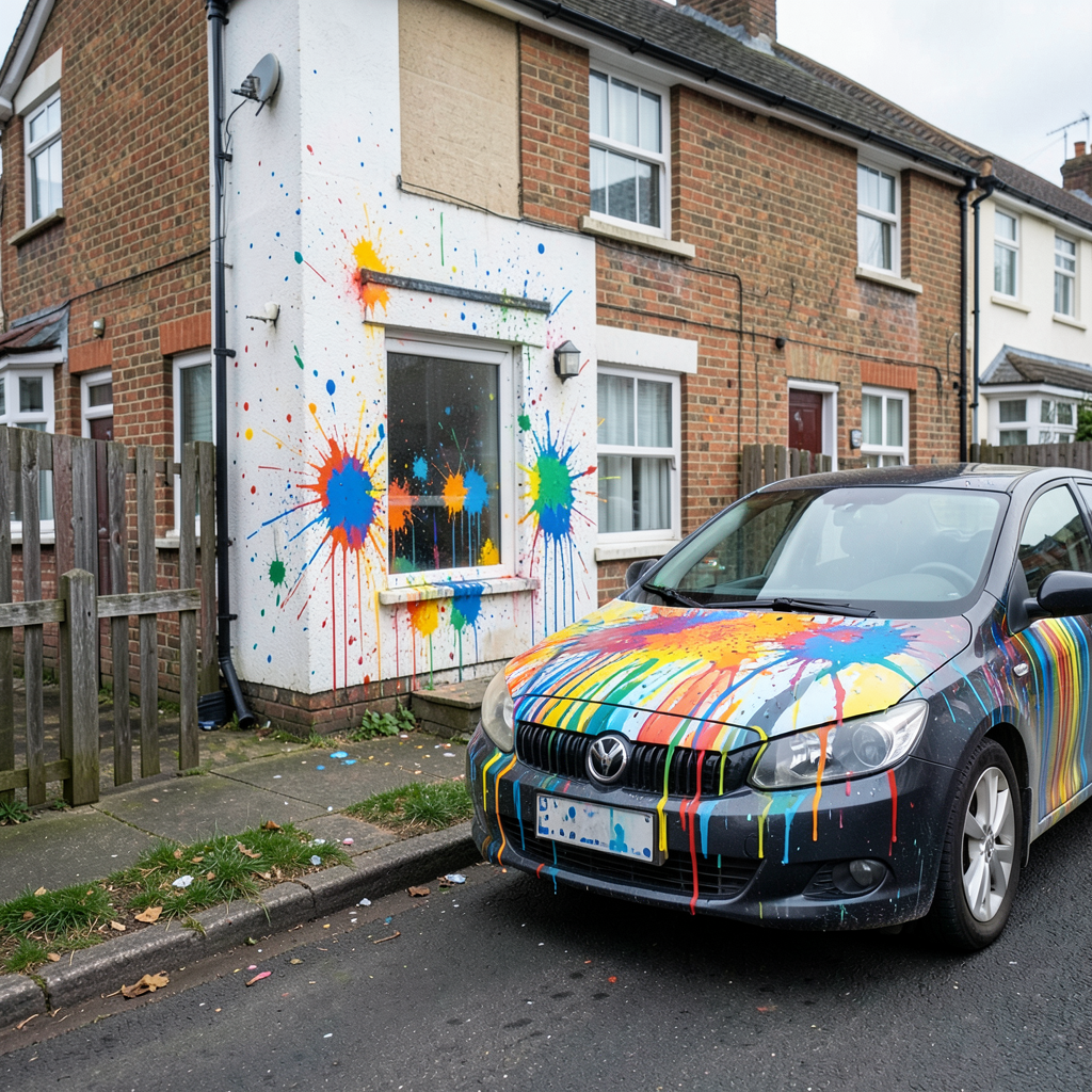 Rugby police appeal for help after paint thrown over homes and cars